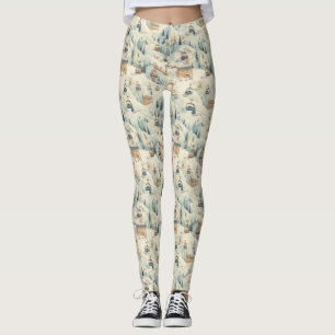 Leggings Cabinas de pistas de esquí antiguas en pastas suav