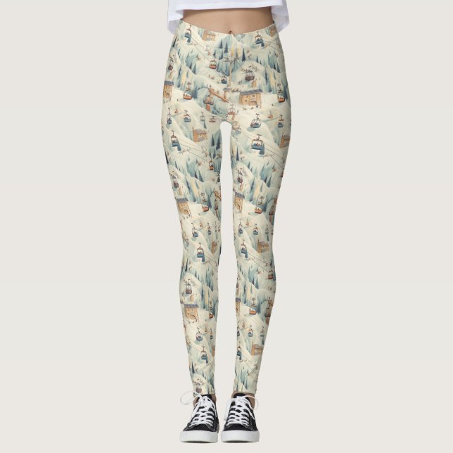 Leggings Cabinas de pistas de esquí antiguas en pastas suav (Anverso)