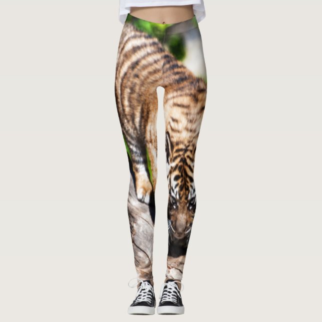 Leggings Cachorro de tigre que sube abajo las polainas del (Anverso)