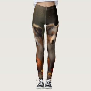 Leggings Cachorro Rough Collie Delicia de Otoño Calabaza 