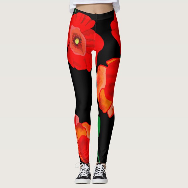 Leggings Cachorros rojos en ilustracion de fondo negro (Anverso)