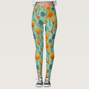 Leggings Cachorros y polillas de California en jade
