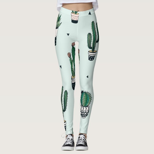 Leggings Cacti-succulentos, patrón de acero sin costuras di (Anverso)