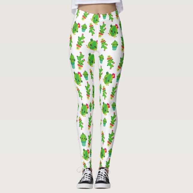 Leggings Cactus, Cactus Verde, Patrón Cactus (Anverso)