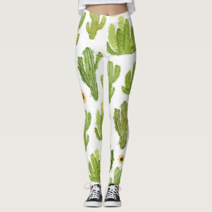 Leggings Cactus del desierto verde: acuarela sin foco