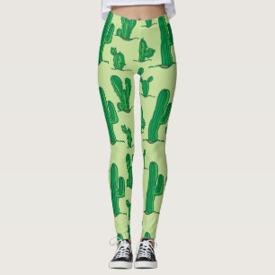 Leggings Cactus dibujado a mano: patrón sin costura.