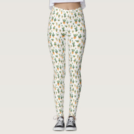 Leggings Cactus pulido en blanco