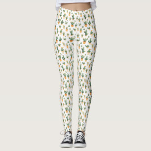 Leggings Cactus pulido en blanco