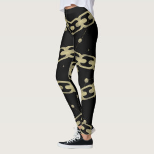 Leggings Cadena de Oro Falsa Constelación de Estrellas Luna