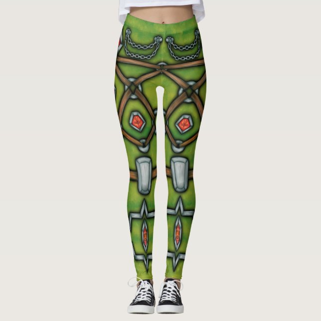 Leggings Cadena y rubíes de plata, verde y polainas de (Anverso)