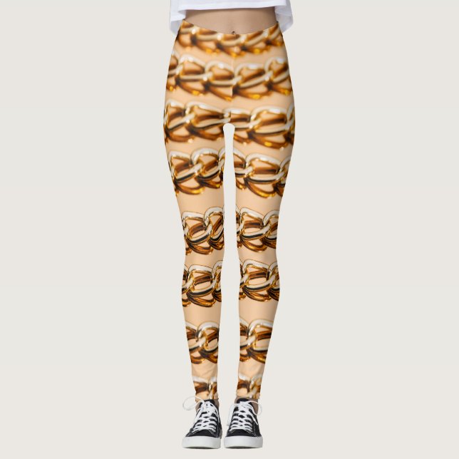 Leggings Cadenas doradas: Lujo reflexivo sin problemas (Anverso)