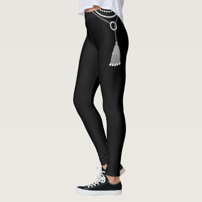 Leggings Cadenas plateadas Tassel y Perlas (Izquierda)