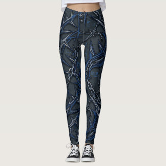 Leggings Cadenas y picos de cobalto: Industrial frío