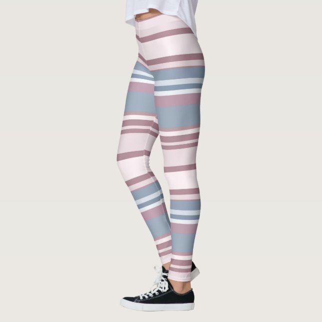 Leggings Cadet Grey and Desaturated Rose Stripes (Izquierda)