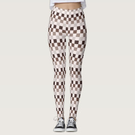 Leggings Cafe Au Lait checkerboard pattern