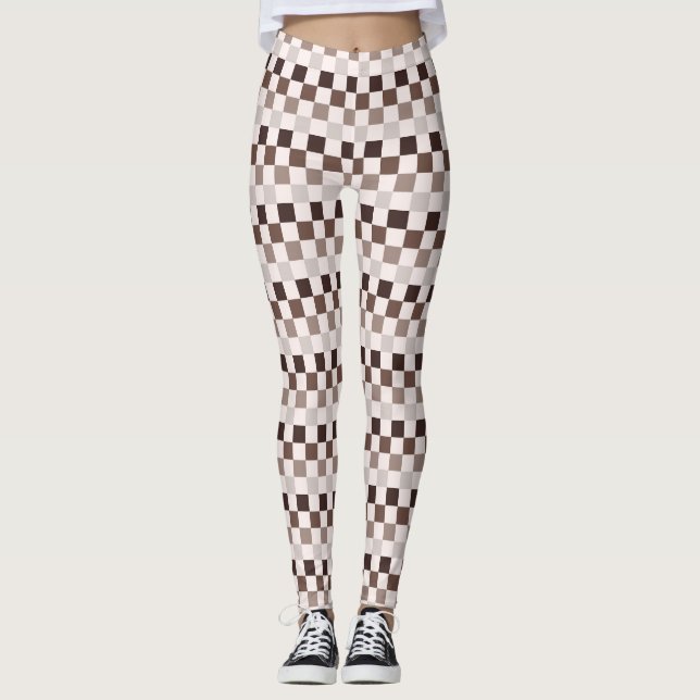 Leggings Cafe Au Lait checkerboard pattern (Anverso)
