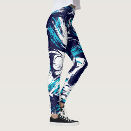 Leggings Café con Impresión Personalizada de Océano Profund