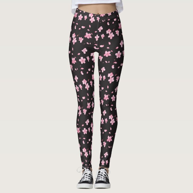 Leggings Caída del florecimiento de Sakura (Anverso)