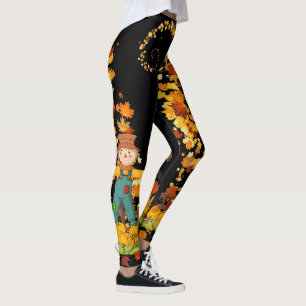 Leggings Caída del otoño deja el Bonito negro o marrón