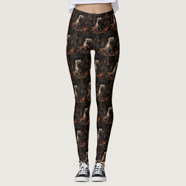 Leggings Cairn Terrier arroja calabazas de Halloween Scary (Anverso)