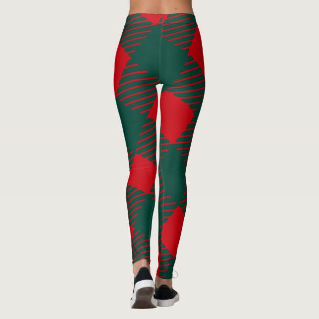 Leggings Caja cuadrada roja y verde moderna simple para ell (Reverso)