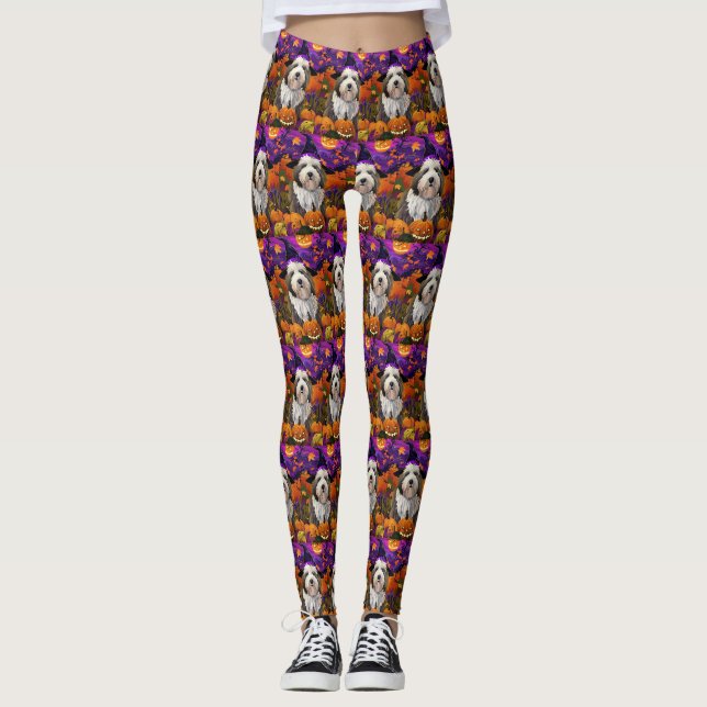 Leggings Calabaza de brujas de Halloween del viejo perro pa (Anverso)