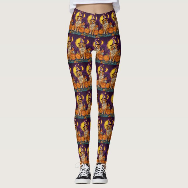 Leggings Calabaza de brujas de Nova Scotia Duck Toller Hall (Anverso)