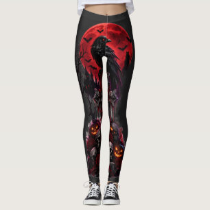 Leggings Calabaza de cementerio embrujado de Halloween góti