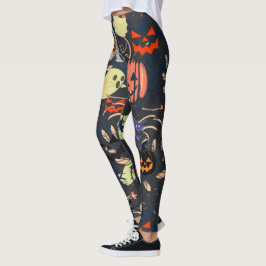 Leggings Calabaza de ghouls de halloween retro Mikitiez