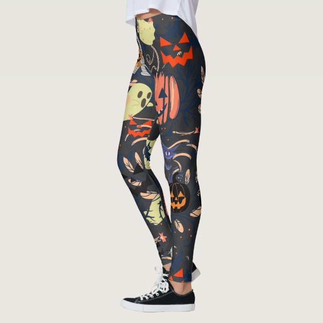 Leggings Calabaza de ghouls de halloween retro Mikitiez (Izquierda)