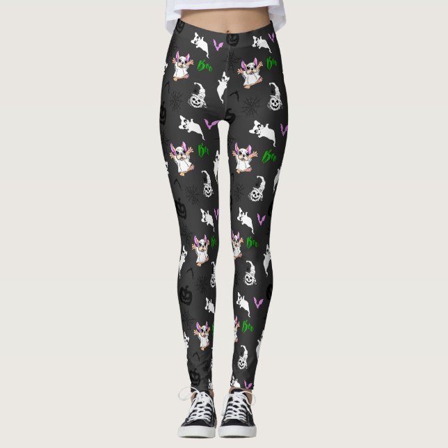 Leggings Calabaza de murciélago de murciélago de Bulldog fr (Anverso)