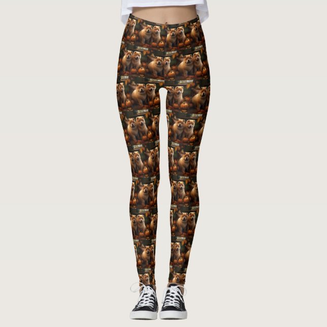 Leggings Calabaza deslumbrante Chow Chow Puppy Autumn (Anverso)