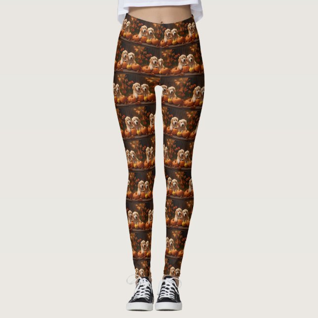 Leggings Calabaza deslumbrante de otoño de Golden Retriever (Anverso)