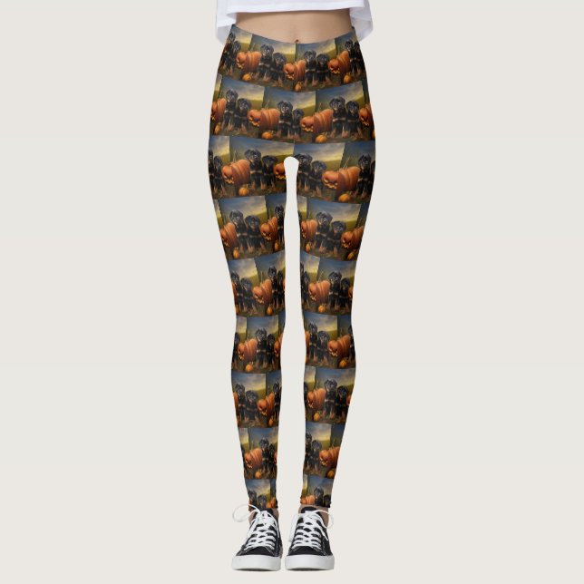 Leggings Calabaza deslumbrante Rottweiler Puppy Autumn (Anverso)
