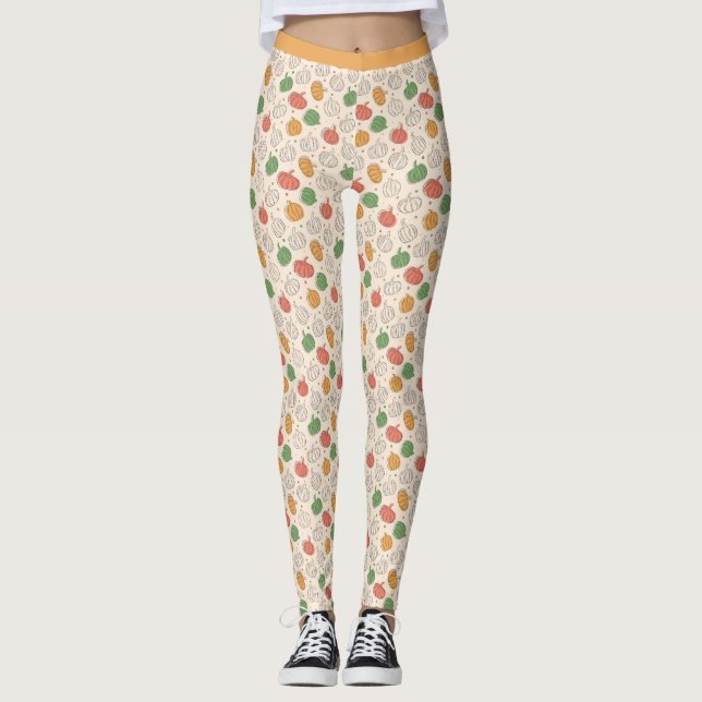 Leggings Calabaza Halloween naranja amarillo verde (Anverso)