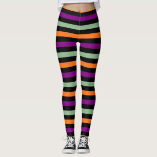 Leggings Calabaza, morado, verde y negro Horiz. Rayas
