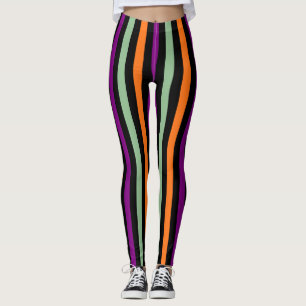 Leggings Calabaza, morado, verde y negro vert. Rayas