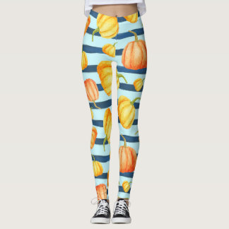 Leggings Calabaza naranja: decoración a rayas acuáticas.