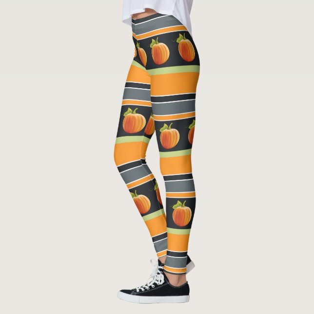 Leggings Calabaza naranja En El Patrón De Rayas Vibrantes (Izquierda)