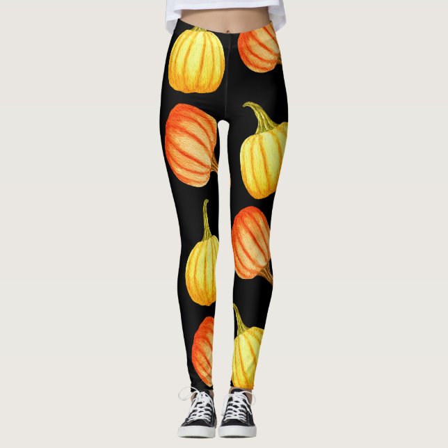 Leggings Calabaza naranja: Patrón acuarela sin foco. (Anverso)