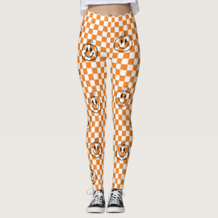 Leggings Calabaza Negra Retro Rad Naranja a Cuadros Hallowe