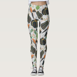 Leggings Calabaza patrón de zanahoria sin soldadura negro y