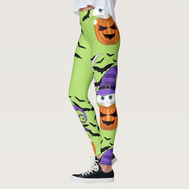 Leggings Calabaza temerosa con un Gorra de gatitos blancos  (Izquierda)