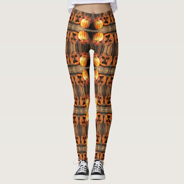 Leggings Calabazas aterradoras - Piernas de Halloween (Anverso)