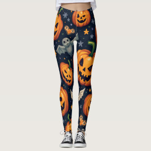 Leggings Calabazas de Halloween: Espeluznante patrón sin fo