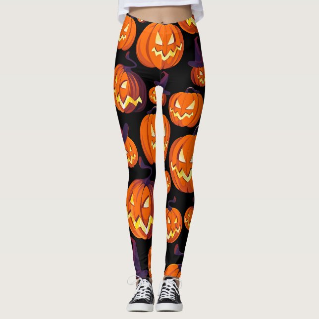 Leggings Calabazas de Halloween: Espeluznante patrón sin fo (Anverso)