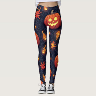 Leggings Calabazas de Halloween: Espeluznante patrón sin fo