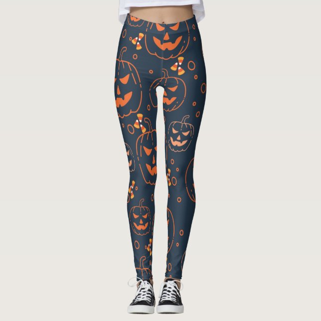 Leggings Calabazas de Halloween espeluznantes y dulces (Anverso)