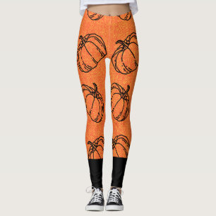 Leggings Calabazas otoñales sobre el diseño de denim Naranj