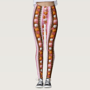 Leggings Calabazas otoñales y patrón sin foco floral (2)